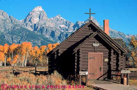 Stock Photo #13003: keywords - alpine aspen autumn brown chapel chapels church churches color cute deciduous environment fall foliage grand habitat horz landscape mountain mountains national natural nature of outdoor outside park parks public quaint remote rocky scenery scenic small teton tetons tiny transfiguration west western wood wooden wyoming