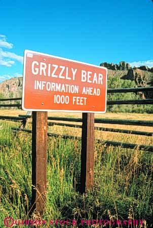 Stock Photo #10976: keywords - bear bears caution danger environment grizzly habitat habitats info information national park parks preserve public reserve risk risky sign signs usa vert warn warning wildlife wyoming yellowstone
