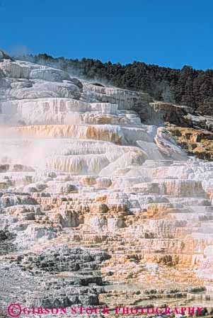 Stock Photo #10993: keywords -  calcium carbonate deposit depositing deposition deposits earth formation geologic geological geology geothermal heat heated hot mammoth national natural nature park parks public science spring springs terrace terraces thermal travertine usa vert water white wyoming yellowstone