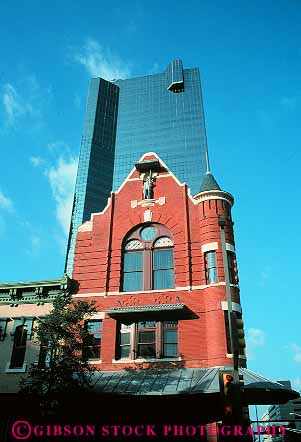 Stock Photo #13028: keywords - and architectural building buildings cities city contrast contrasting design difference different differing downtown fort ft ft. modern new old square style sundance texas traditional vert worth