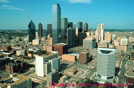 Stock Photo #7549: keywords -  aerial america american architecture building buildings business center cities city cityscape cityscapes dallas downtown elevate elevated horz modern new office skyline skylines texas urban usa view west