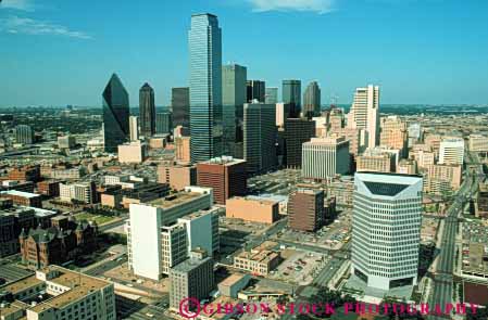 Stock Photo #7549: keywords - aerial america american architecture building buildings business center cities city cityscape cityscapes dallas downtown elevate elevated horz modern new office skyline skylines texas urban usa view west
