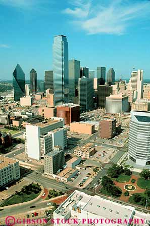 Stock Photo #11841: keywords - building buildings center cities city cityscape cityscapes dallas downtown elevate elevated overhead overview skyline skylines texas urban vert view