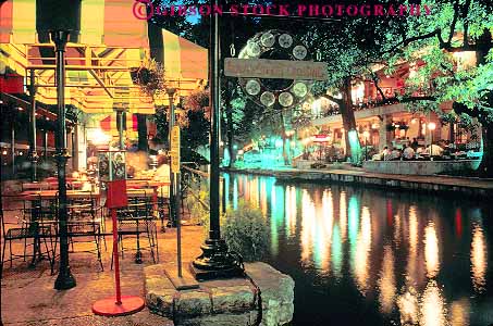 Stock Photo #11446: keywords -  antonio attraction canal canals dark dusk evening horz lighting lights night riverwalk san texas tourist