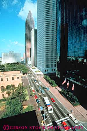 Stock Photo #3336: keywords -  aerial building city cityscape downtown houston skyline street texas traffic vert
