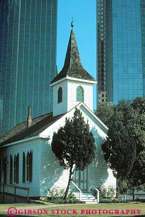 Stock Photo #11877: keywords -  church cute downtown historic history houston john little municipal open park parks public quaint sam site small space st steeple steeples texas urban vert wood wooden
