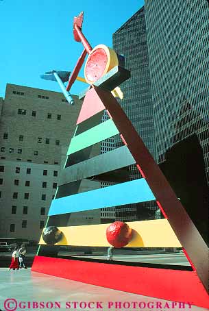 Stock Photo #11881: keywords -  abstract and art birds cities city colorful downtown houston personage public sculpture sculptures texas triangle triangles urban vert