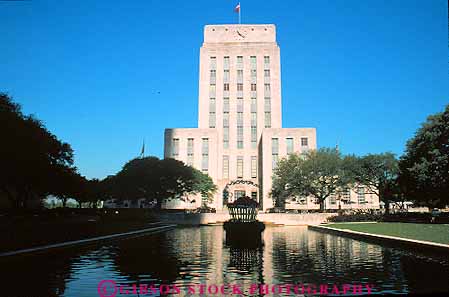 Stock Photo #11895: keywords - building buildings cities city downtown hall halls horz houston municipal pool pools public reflect reflection reflects texas urban