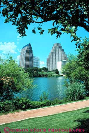 Stock Photo #7863: keywords -  america american architecture austin building buildings business center cities city cityscape cityscapes colorado downtown lake modern new office offices river skyline skylines texas urban us usa vert water