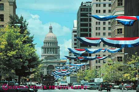 Stock Photo #7868: keywords - america american americana architecture austin avenue b banners building buildings business center cities city cityscape cityscapes congress downtown horz lue modern new office offices patriotism red skyline skylines street texas urban us usa white