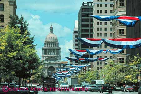 Stock Photo #7868: keywords -  america american americana architecture austin avenue b banners building buildings business center cities city cityscape cityscapes congress downtown horz lue modern new office offices patriotism red skyline skylines street texas urban us usa white