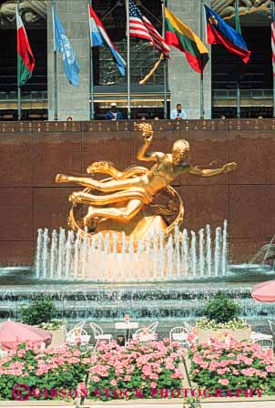 Stock Photo #9077: keywords -  center city courtyard downtown fountain gold golden mall new park plaza plazas rockefeller sculpture sculptures statuary statue summer vert york