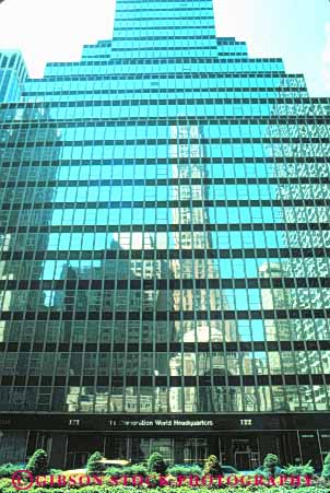 Stock Photo #9091: keywords -  architecture building buildings city downtown glass grid itt modern new office pattern reflect reflection reflects square squares urban vert window windows york