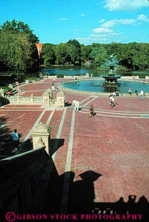 Stock Photo #9096: keywords -  and brick central city fountain municipal new park parks pattern plaza urban vert york