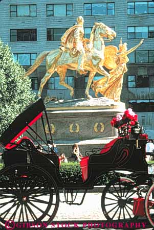 Stock Photo #10916: keywords -  carriage carriages central cities city gold horse municipal new park parks public statue vert york