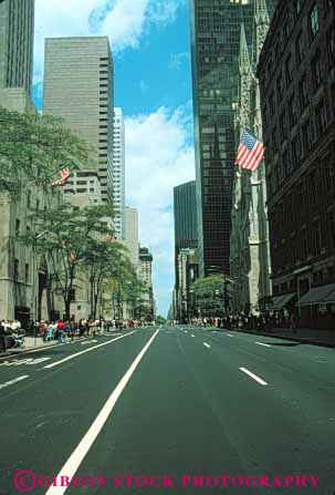 Stock Photo #9099: keywords -  avenue buildings canyon city empty fifth new office opening pavement road slot street streets vert york