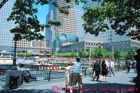 Stock Photo #9104: keywords -  business city downtown esplanade horz lunchtime marina new park parks people plaza summer walking waterfront york