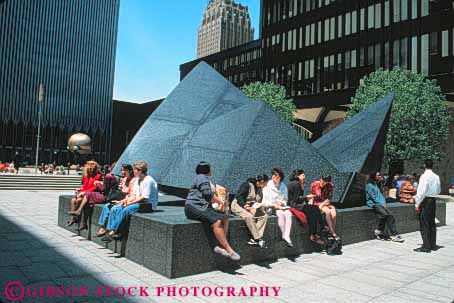 Stock Photo #9109: keywords -  break city horz in lunchtime new noon park peaceful people plaza plazas quiet relax rest summer sunny sunshine tobin york
