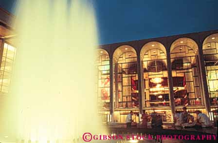 Stock Photo #9121: keywords -  architecture building buildings center city dark dusk evening fountain horz house lincoln modern new night opera york