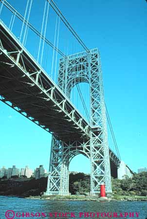 Stock Photo #9124: keywords -  bridge bridges city crossbrace engineer engineered engineering geometric geometrical geometry george grid hudson metal new over river span spanning spans steel suspended suspends suspension vert washington water york