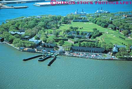Stock Photo #9131: keywords -  aerial aerials city governors green harbor horz island islands lush new overhead york