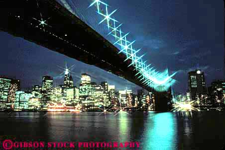 Stock Photo #9134: keywords -  bridge bridges bright brooklyn city horz illuminated lighted lighting lights new night york