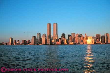 Stock Photo #7568: keywords -  america american architecture building buildings business center cities city cityscape cityscapes downtown horz modern new office reflect reflecting reflection skyline skylines sunset urban usa york