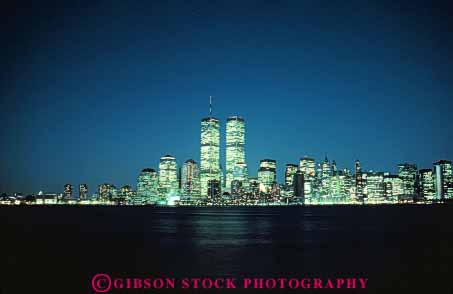 Stock Photo #7574: keywords -  america american architecture building buildings business center cities city cityscape cityscapes downtown horz light lights modern new night office skyline skylines urban usa york