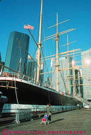 Stock Photo #9144: keywords -  city float floating historic maritime museum museums new old port seaport ship shipping ships south street vert waterfront york