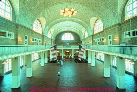 Stock Photo #9148: keywords -  american architecture attraction city commemorate ellis great hall harbor historic history horz immigrants immigrate immigration interior island islands memorial memorials monument monuments new site tourist york