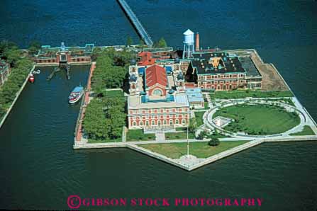Stock Photo #9150: keywords - aerial aerials american attraction city commemorate ellis harbor historic history horz immigrants immigrate immigration island islands memorial memorials monument monuments new overhead site tourist york