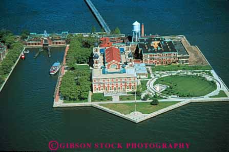 Stock Photo #9150: keywords -  aerial aerials american attraction city commemorate ellis harbor historic history horz immigrants immigrate immigration island islands memorial memorials monument monuments new overhead site tourist york