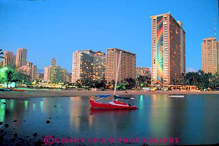 Stock Photo #11745: keywords -  beach coast coastal dark destination dusk evening hawaii horz lighting lights night oahu ocean recreation resort resorts shore shoreline travel tropical vacation waikiki