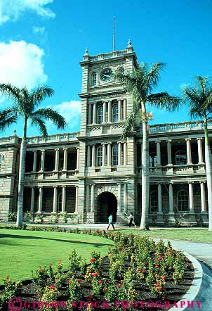Stock Photo #13093: keywords -  administration architecture building buildings design downtown government hawaii hawaiian honolulu judicial landmark landmarks legislature municipal oahu public regional style tropical vert