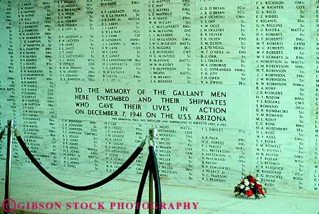 Stock Photo #13099: keywords -  arizona attraction battleship battleships casualties commemorate commemorates commemorating death deaths destination harbor hawaii hawaiian honolulu horz ii list lists lost memorial memorials monument monuments name names oahu pearl travel tropical two uss war wars world