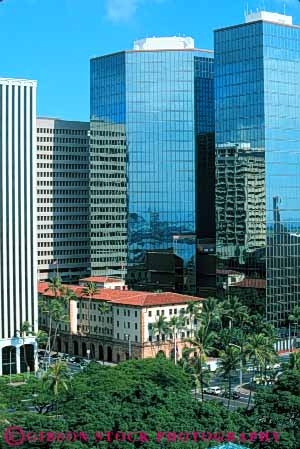 Stock Photo #7581: keywords -  america american architecture building buildings business center cities city cityscape cityscapes downtown hawaii honolulu modern new oahu office skyline skylines tropical urban usa vert