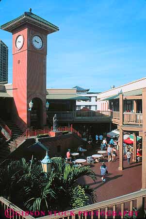 Stock Photo #13109: keywords -  asian brick business chinatown chinatowns clock clocks community ethnic hawaii hawaiian honolulu mall malls oahu people shop shopper shoppers shopping small tower towers tropical vert