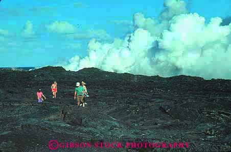 Stock Photo #13138: keywords - big black earth ecology evaporate flow geologic geological geology hawaii hawaiian hike hikers hiking horz hot island land lava moisture national natural nature near park parks people rock science steam surf vapor volcanic volcano volcanoes