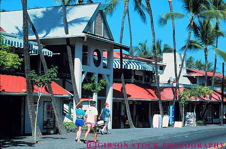 Stock Photo #13155: keywords - attraction big destination downtown hawaii hawaiian horz island islands kailua kona leisure palm people shop shopper shoppers shopping shops sidewalk store stores tourist travel tree trees tropical vacation walk walking