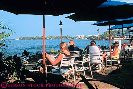 Stock Photo #13158: keywords -  attraction big cafe cafes coast coastal destination dine dining hawaii hawaiian horz hugos island islands kailua kona leisure morning people relax relaxed relaxes relaxing restaurant rocks shore shoreline tourist travel tropical umbrella vacation waterfront