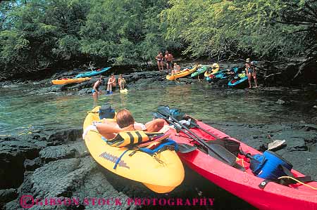 Stock Photo #13187: keywords -  bay big boat boating boats hawaii hawaiian horz island islands kayak kayaker kayakers kayaking kealakekua material people recreation relax relaxes relaxing shore sport synthetic tropical