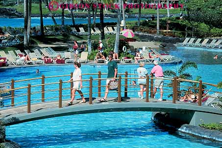 Stock Photo #13195: keywords -  area big bridge bridges destination hawaii hawaiian hilton horz hotel hotels in island islands leisure modern new people pool pools resort resorts swim swimming tourist tourists travel tropical vacation vacations waikoloa walk walking