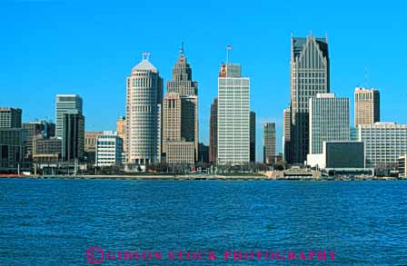 Stock Photo #7587: keywords -  america american architecture building buildings business center cities city cityscape cityscapes detroit downtown horz michigan modern new office river skyline skylines urban usa