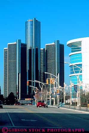 Stock Photo #12238: keywords -  architecture buildings center cities city cityscape cityscapes detroit downtown michigan modern new office ontario renaissance skyline skylines street streets urban vert view windsor