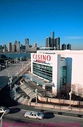 Stock Photo #12239: keywords -  architecture background buildings casino casinos cities city cityscape cityscapes detroit downtown gambling in michigan modern new office ontario skyline skylines street streets urban vert view windsor