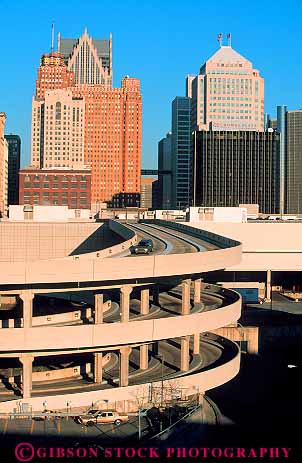 Stock Photo #12240: keywords -  building buildings center cities city cityscape cityscapes detroit downtown michigan office skyline skylines vert