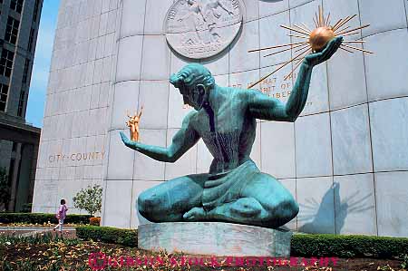 Stock Photo #17979: keywords - building buildings business center centers cities city commercial detroit district downtown horz landmark metal michigan of people person spirit statue statues urban