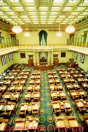 Stock Photo #13250: keywords -  building capitol capitols chamber chambers desk desks empty great house lakes lansing legislature michigan politics region room rooms seat seats state vert