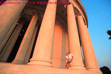 Stock Photo #8733: keywords -  architecture attraction capitol columbia column columns couple dc design district greek horz jefferson memorial monuments national of people pillar pillars rock stone tourist usa washington