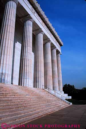 Stock Photo #8791: keywords -  abraham architecture attraction classic columbia column columns dc destination display district greek lincoln memorial monument monuments museums of pillar pillars public tourist travel vert washington